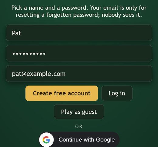 The sign-up form: name, password and email, with a gold Create free account button.
